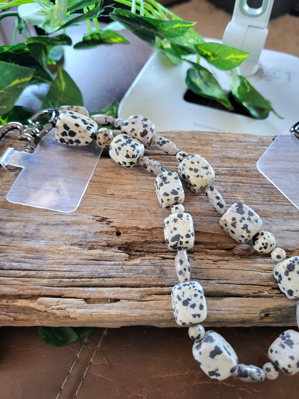 Dalmatian Stone Beaded Phone Charm